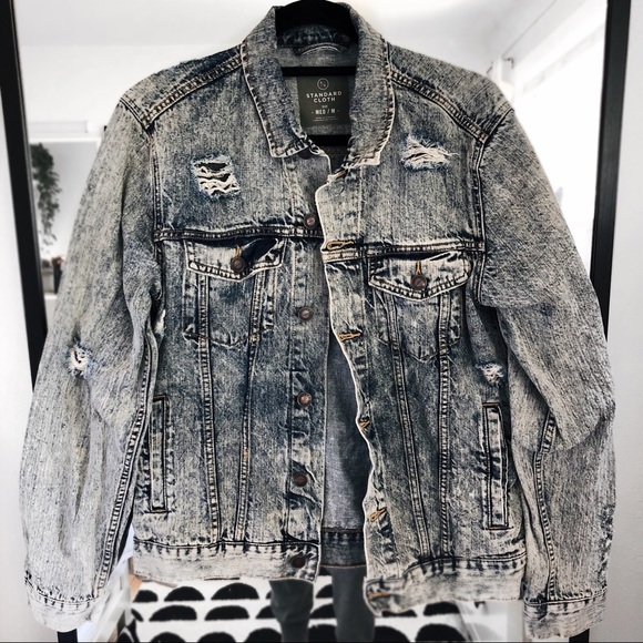 Distressed Acid Wash Denim Jacket 